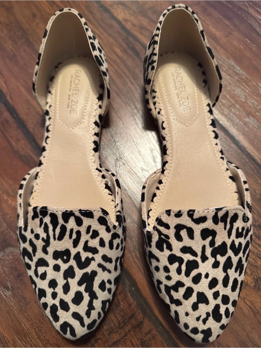 Rachel Zoe Leopard-Print D'Orsay Flats in Cream and Black new with tags/box